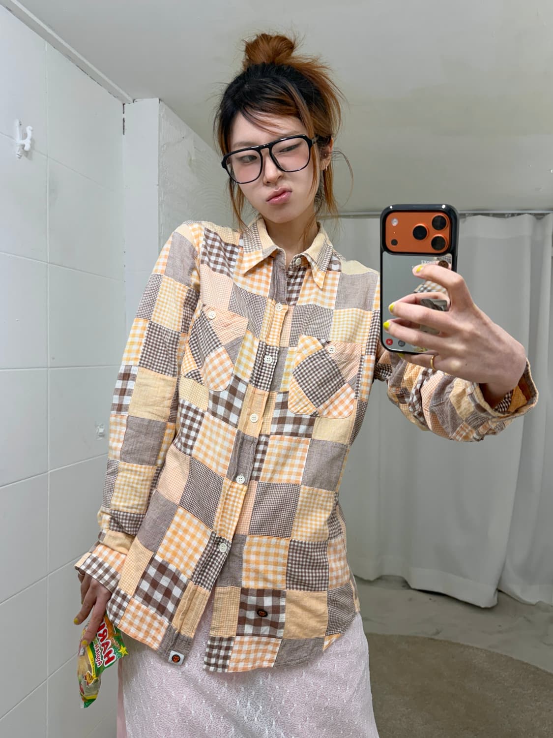 베이프 베이비 마일로 스토어 패치워크 롱 슬리브 셔츠 상품이미지1