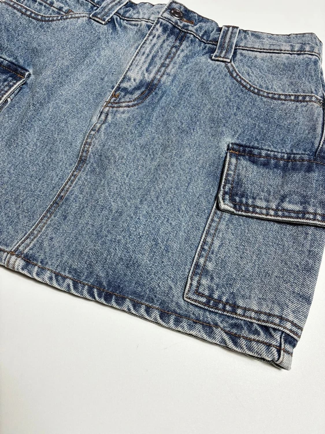 플랙 23FW 빈티지 워싱 카고 데님 미니 스커트 R1380 상품이미지4