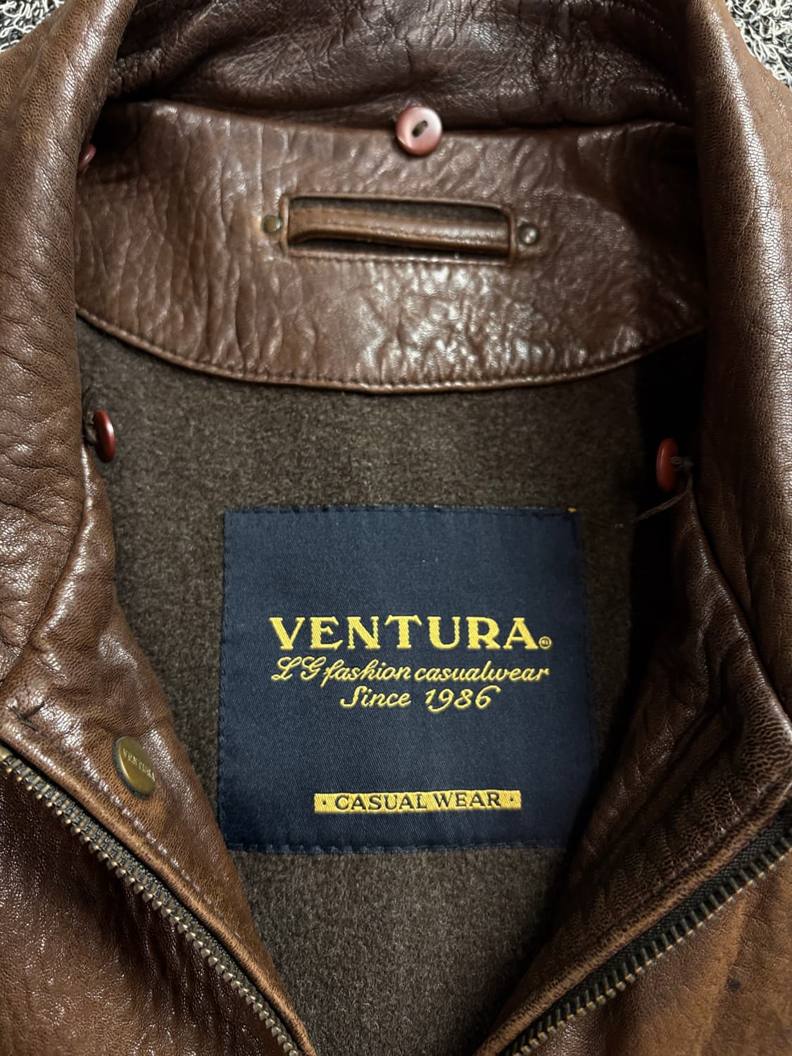 VENTURA 아카이브 램스킨 레더 하프코트 브라운 1711 상품이미지3