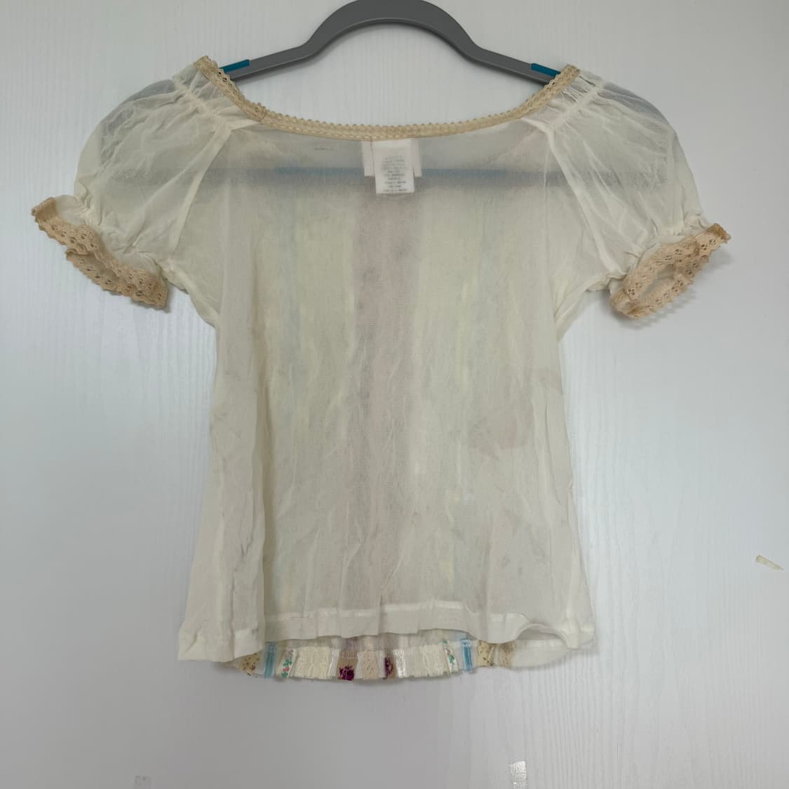 빈티지 패치 레이스 플라워 반팔 블라우스 상품이미지5