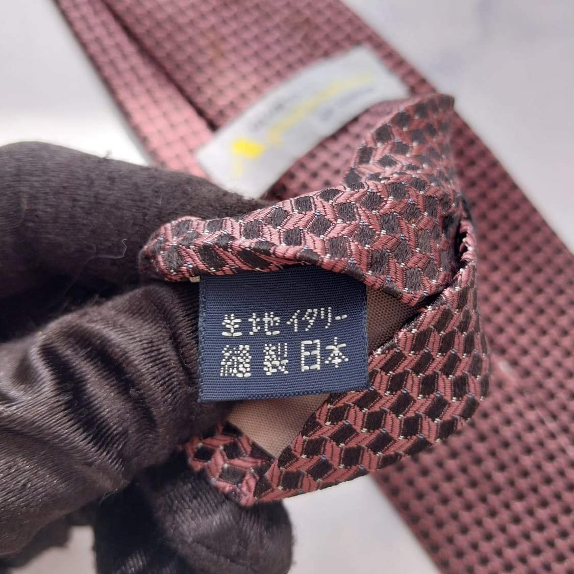 아쿠아스큐텀 브라운 자카드 패턴 넥타이 8.1cm A+등급 K2390 상품이미지10