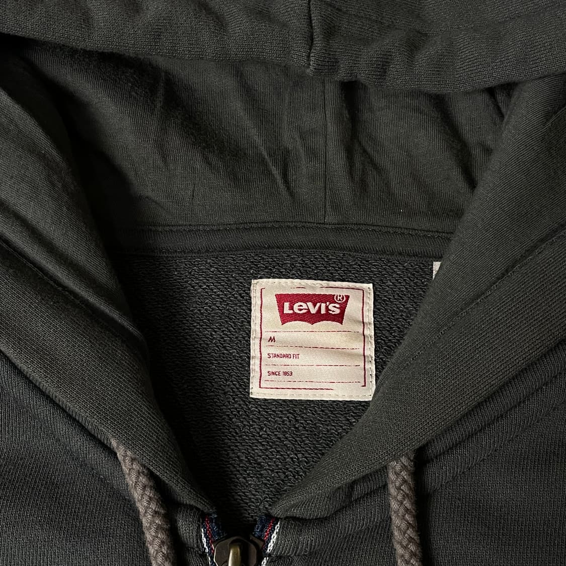 리바이스 카키그레이 지퍼 라인 로고 후드집업 M 상품이미지4