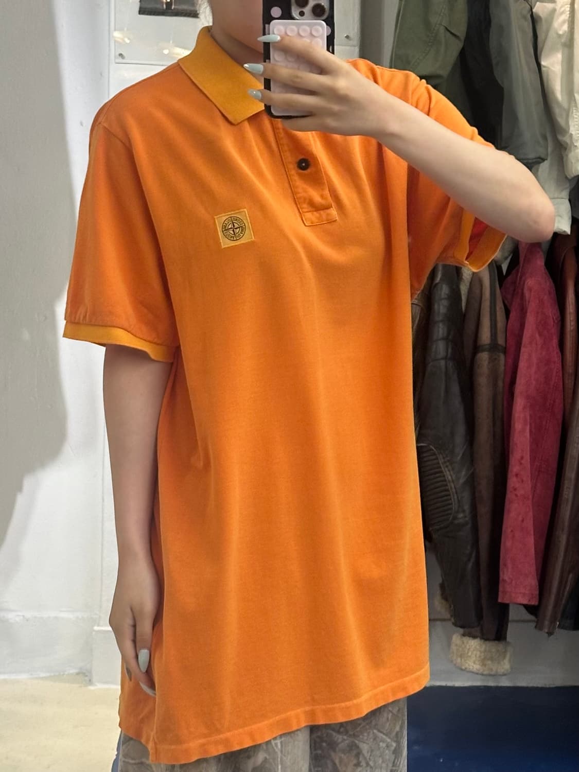 스톤아일랜드 피그먼트 오렌지 반팔 카라티 상품이미지1