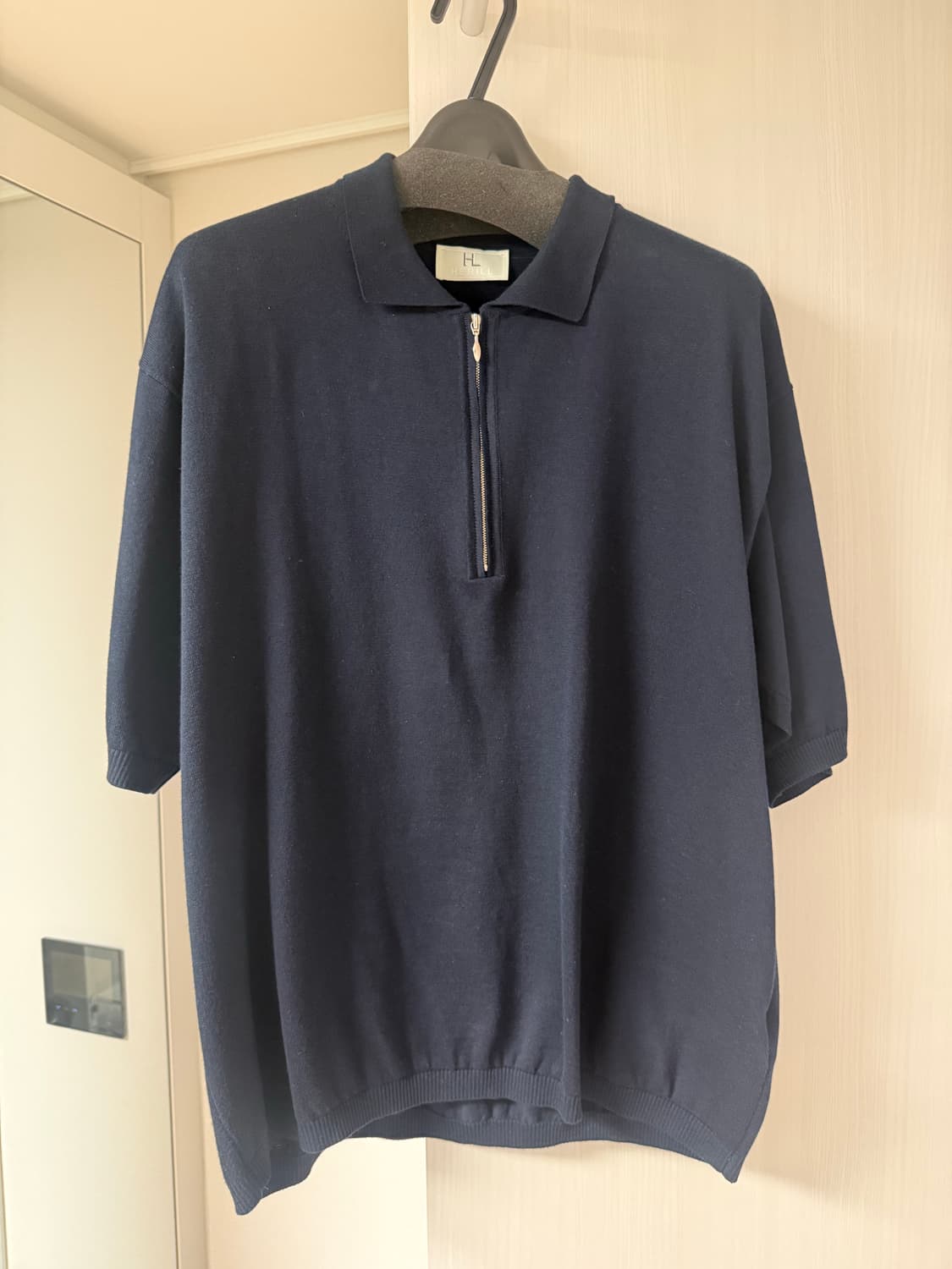 [2]헤릴 캐시미어 하프 집업 반팔 카라 네이비 상품이미지1