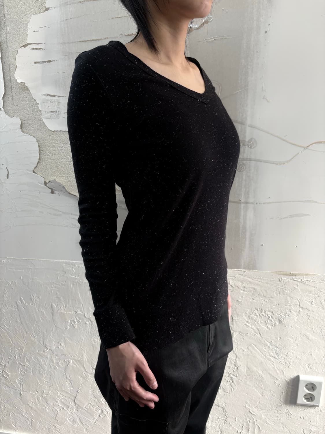 Glitter V-neck Long Sleeve 상품이미지1