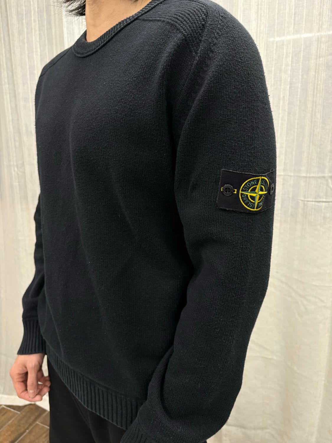 스톤 아일랜드 와펜 코튼 니트 블랙 상품이미지2