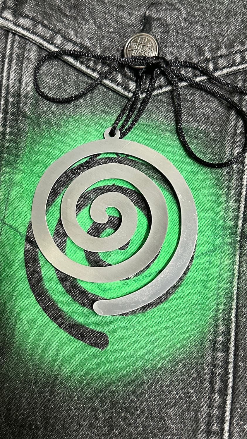 스투시 x 드리스 반 노튼 핸드 스텐실 데님 자켓 워시드 블랙[S] 상품이미지5