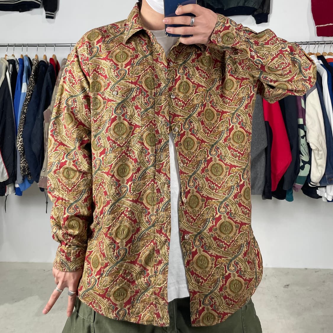 90s USA 버버리 Burberrys 페이즐리 셔츠 상품이미지1