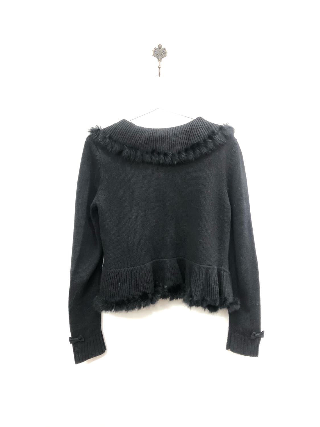black rabbit fur trimmed cardigan 상품이미지4