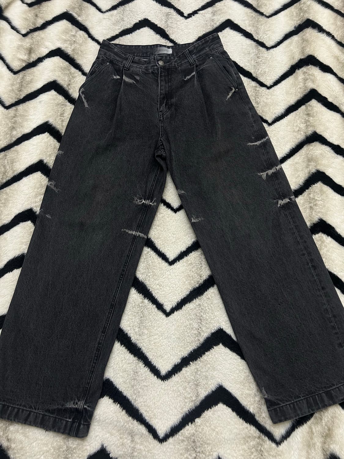 [31]메종미네드 와이드 디스트로이드 데님팬츠/흑청 상품이미지3