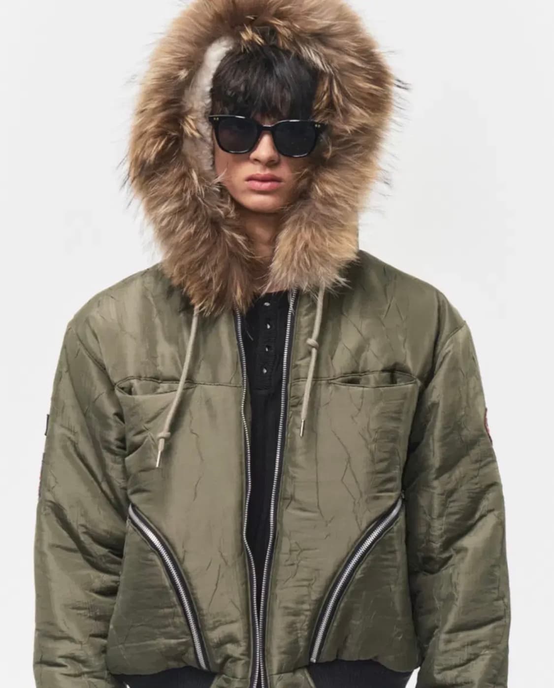 [새제품/50] 블루썬플라워 라쿤 트리밍 봄버 패딩 점퍼 상품이미지2