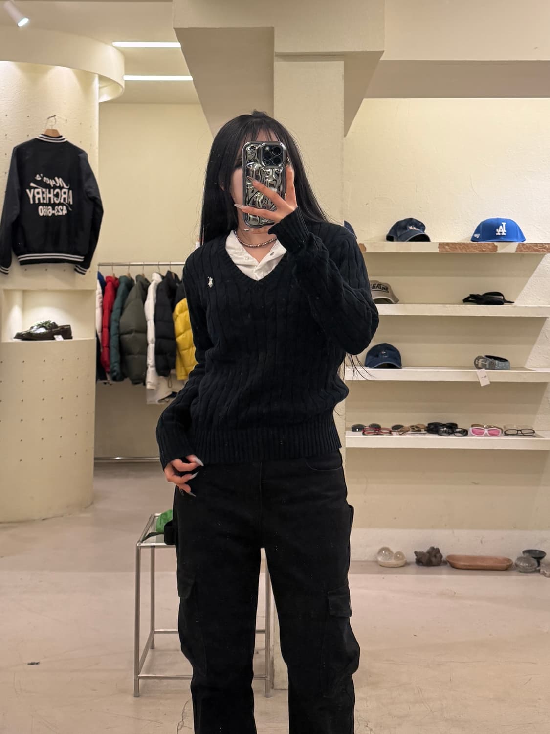 폴로 랄프로렌 네이비 케이블 브이넥 니트 U1028 상품이미지1