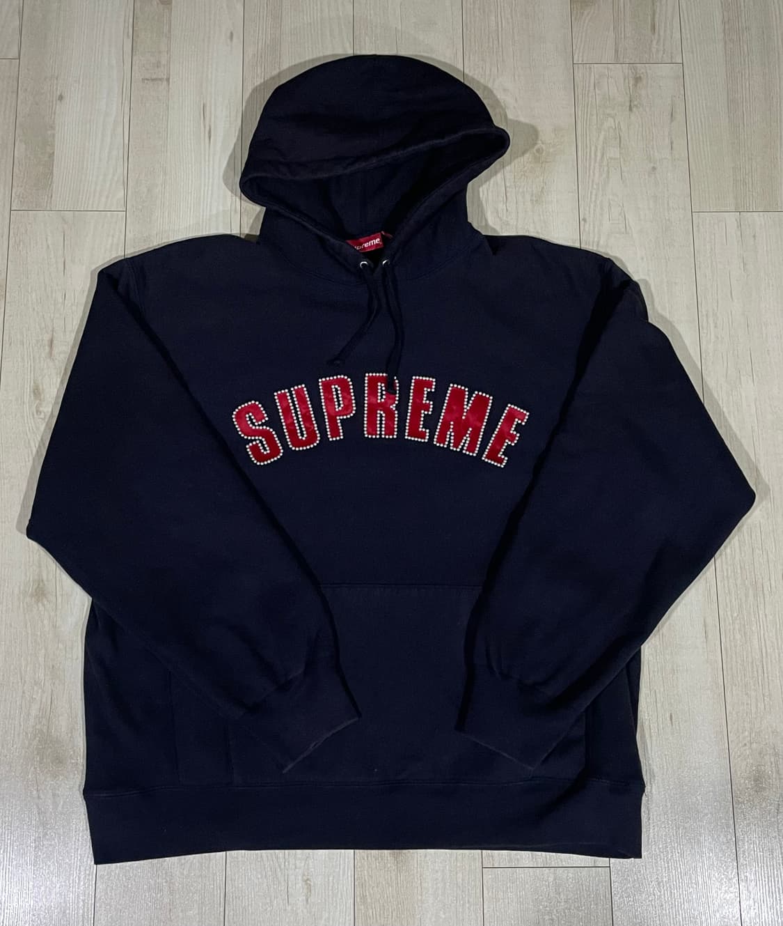 [XXL] 21FW 슈프림 펄 로고 후드 스웨트셔츠 네이비 상품이미지1