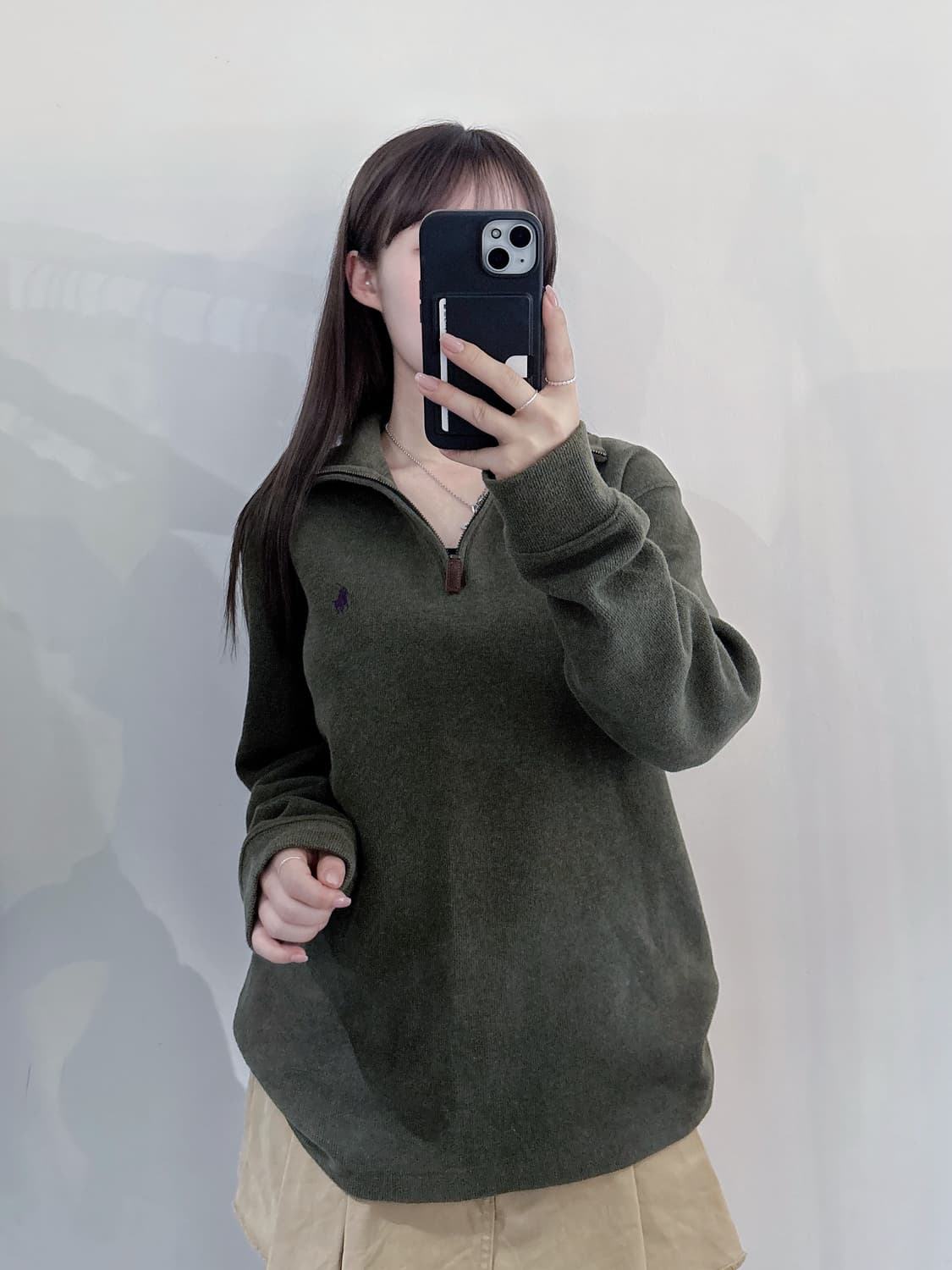 폴로랄프로렌 퍼플포니 카키 반집업 니트 상품이미지2