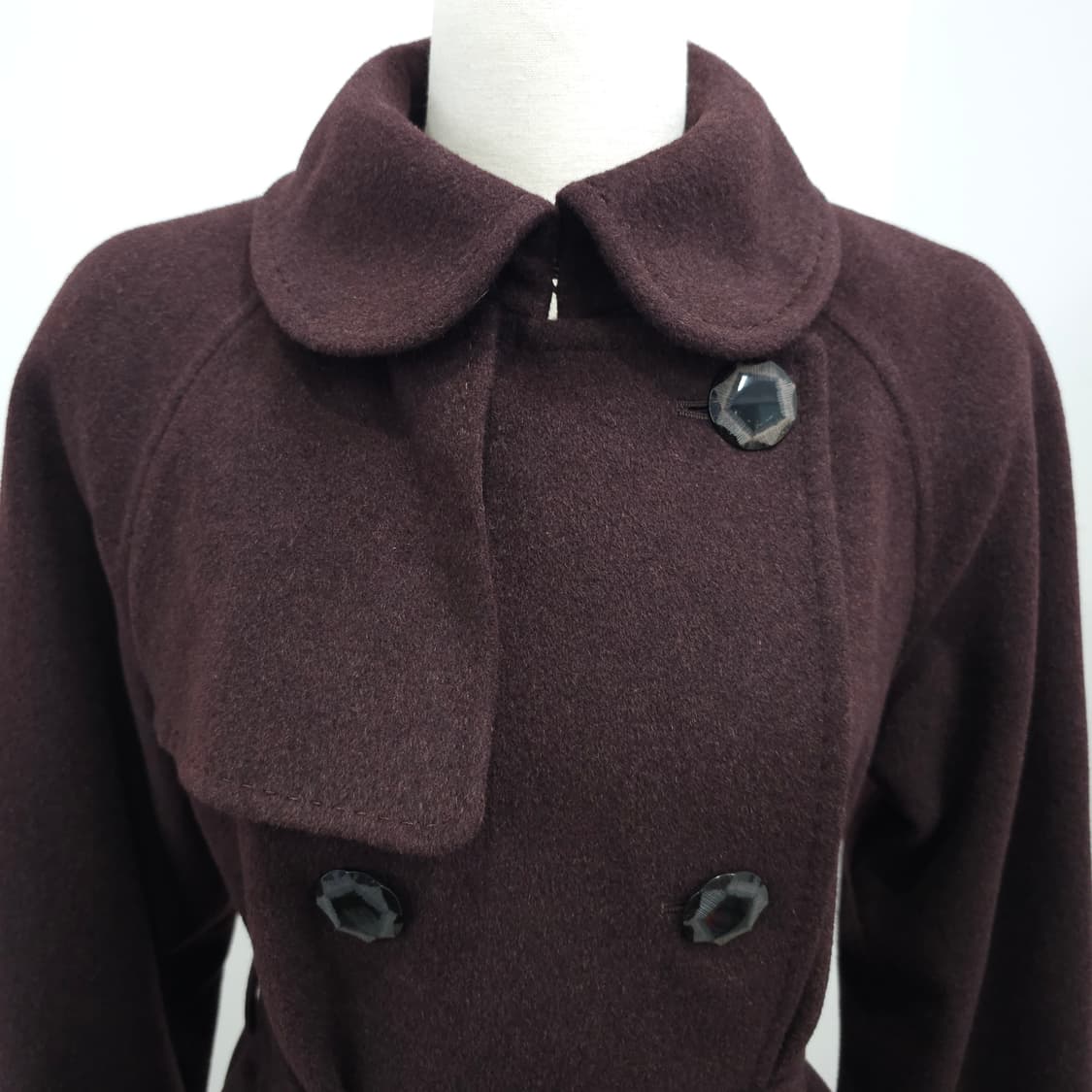 클래식 다크브라운 벨티드 앙고라 울 롱코트 상품이미지3