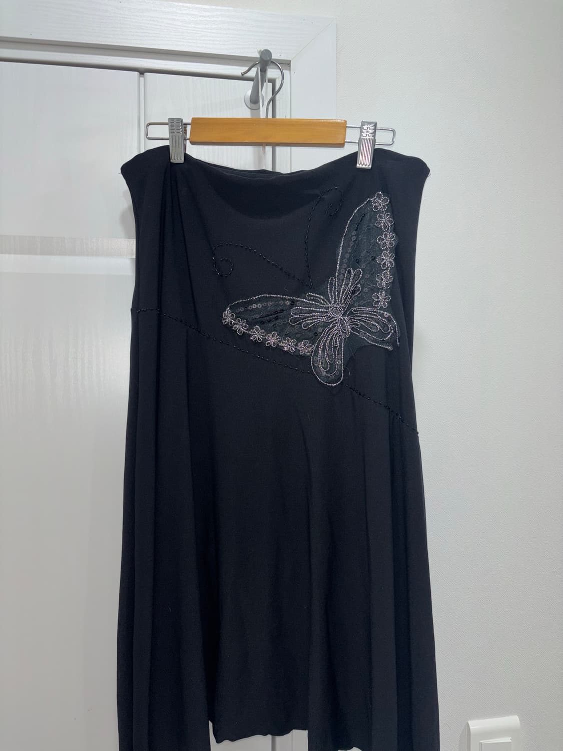 빈티지 로우라이즈 블랙 미디 스커트 상품이미지4