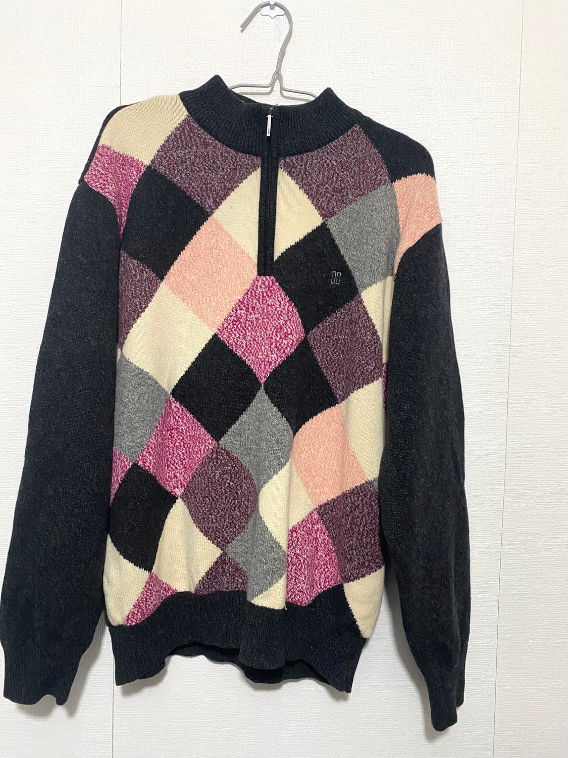 닥스 남성 아가일 체크 반집업 니트 상품이미지1