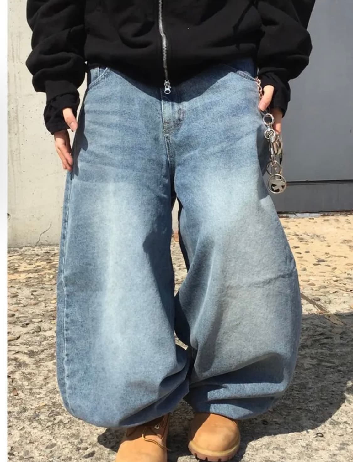 빈티지 스트릿 러프 벌룬 와이드 데님 새깅 팬츠 상품이미지2