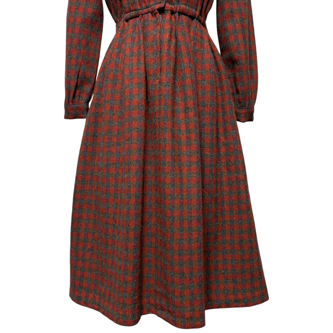 3799 레드 체크 모직 긴팔원피스 상품이미지3