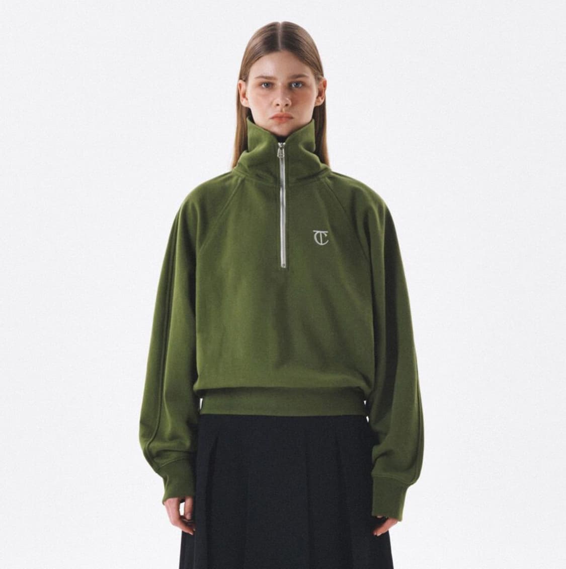 커렌트 SYMBOL HALF NECK SWEATSHIRT [KHAKI] 상품이미지1