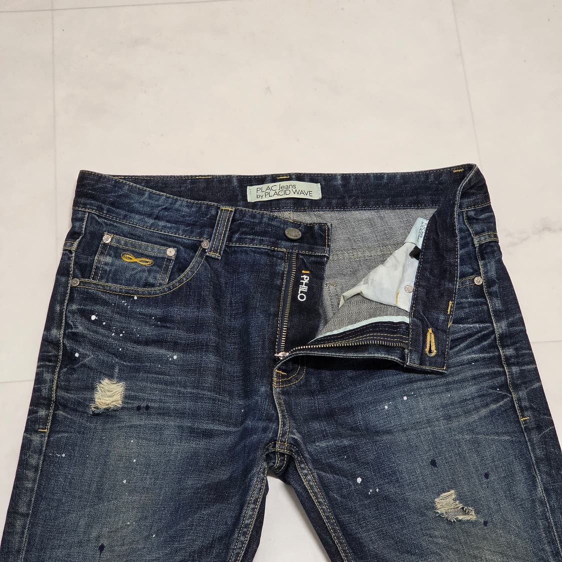 34 플랙진 필로 페인팅 디스 워싱 데님팬츠 상품이미지3