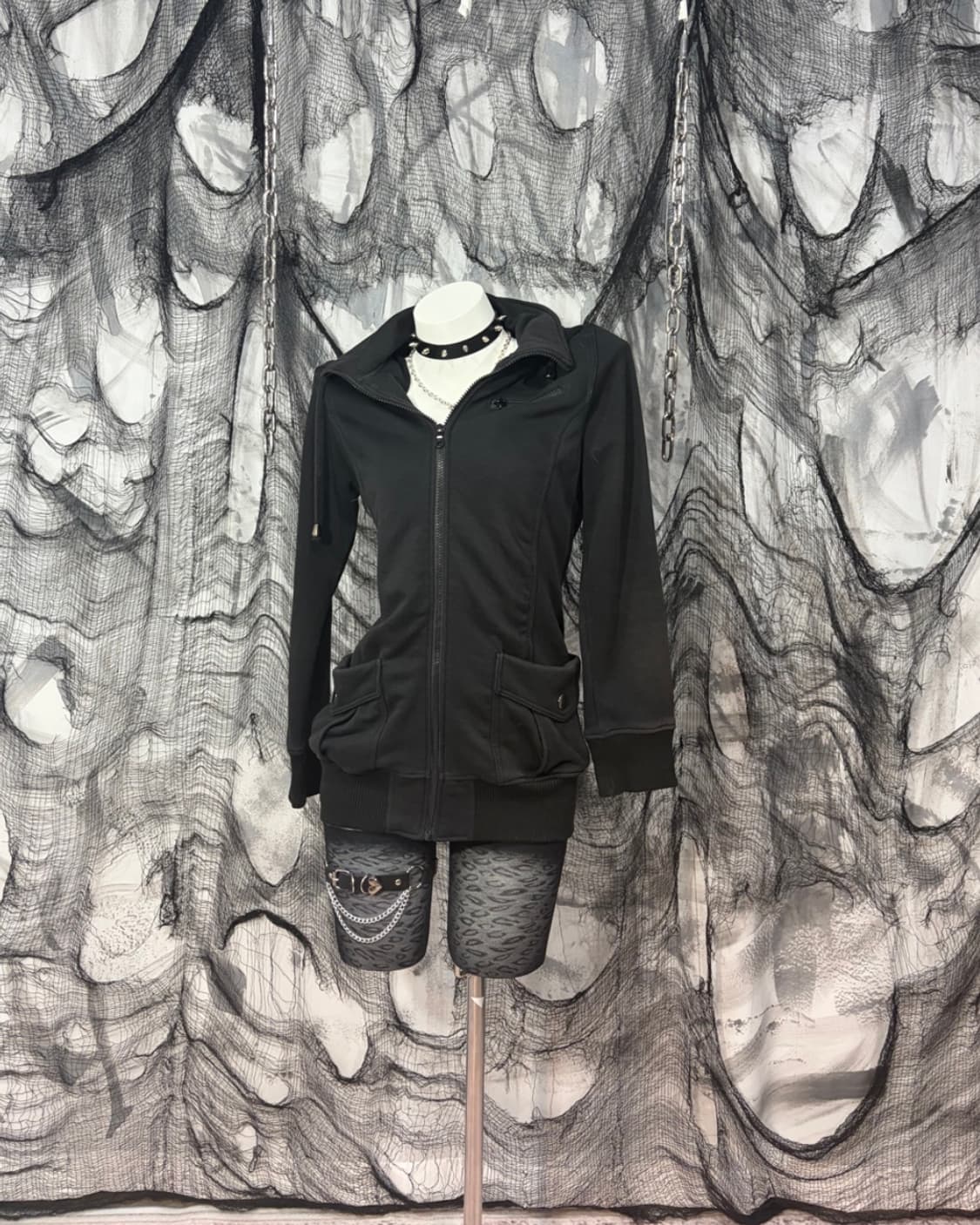 00's Gothic high neck Hoodie Zip up 상품이미지1