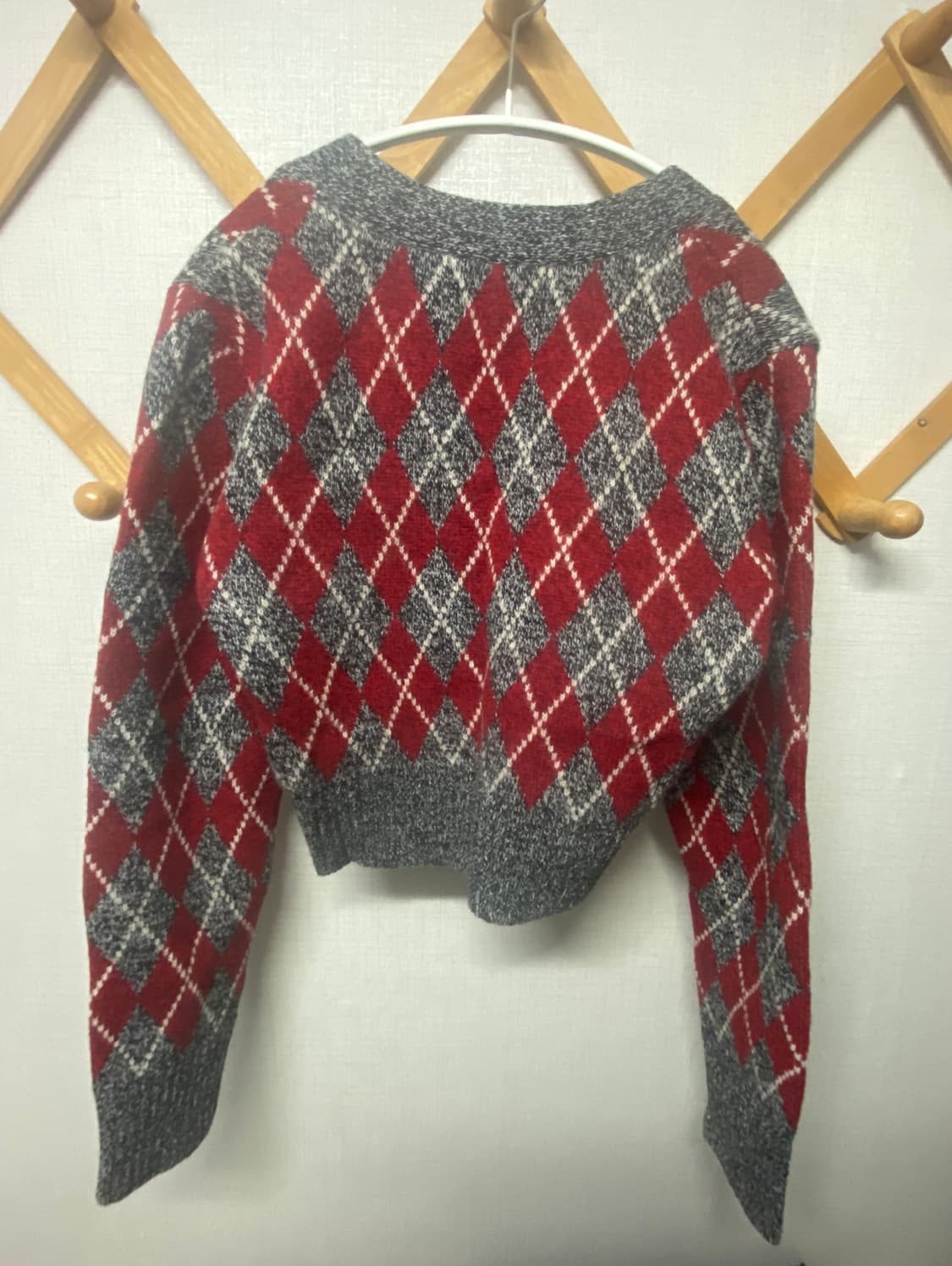 해바이해킴 아가일 체크 니트 가디건 상품이미지2