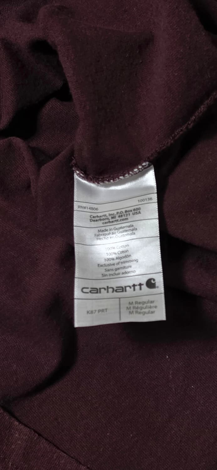 (무배)칼하트 포켓 오리지날핏 반팔 티셔츠 버건디 M 상품이미지4