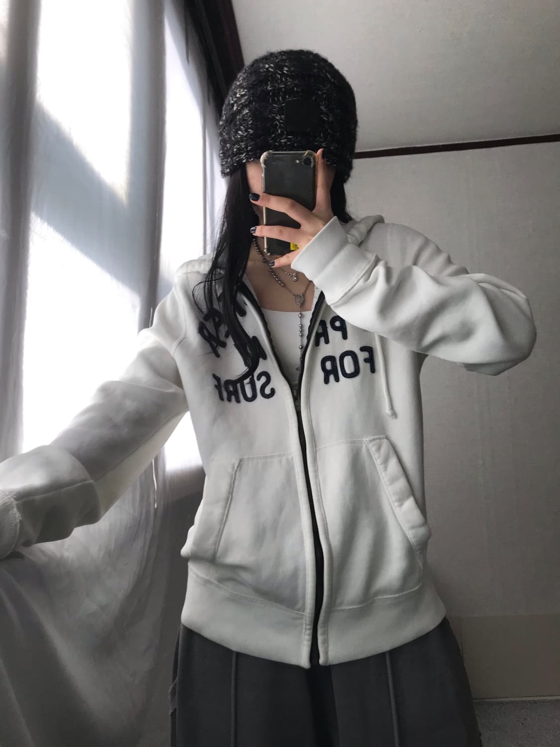 홀리스터 화이트 오버핏 후드집업 상품이미지3