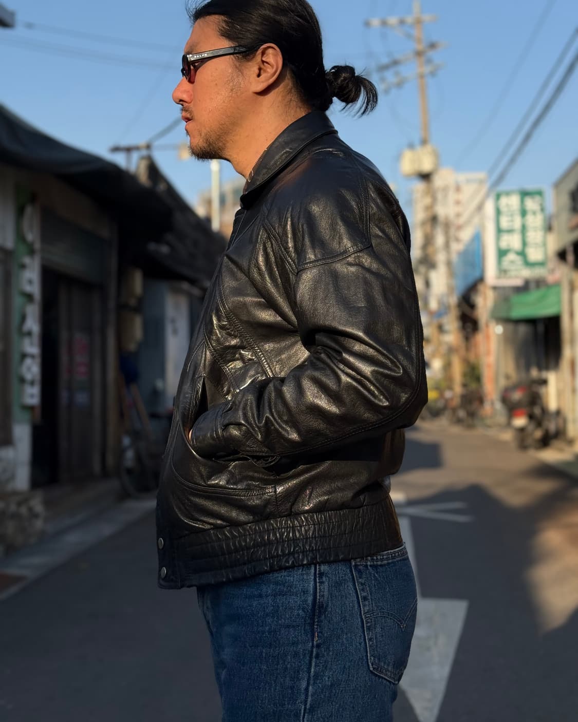 빈티지 레더 봄버자켓 100-105 상품이미지8