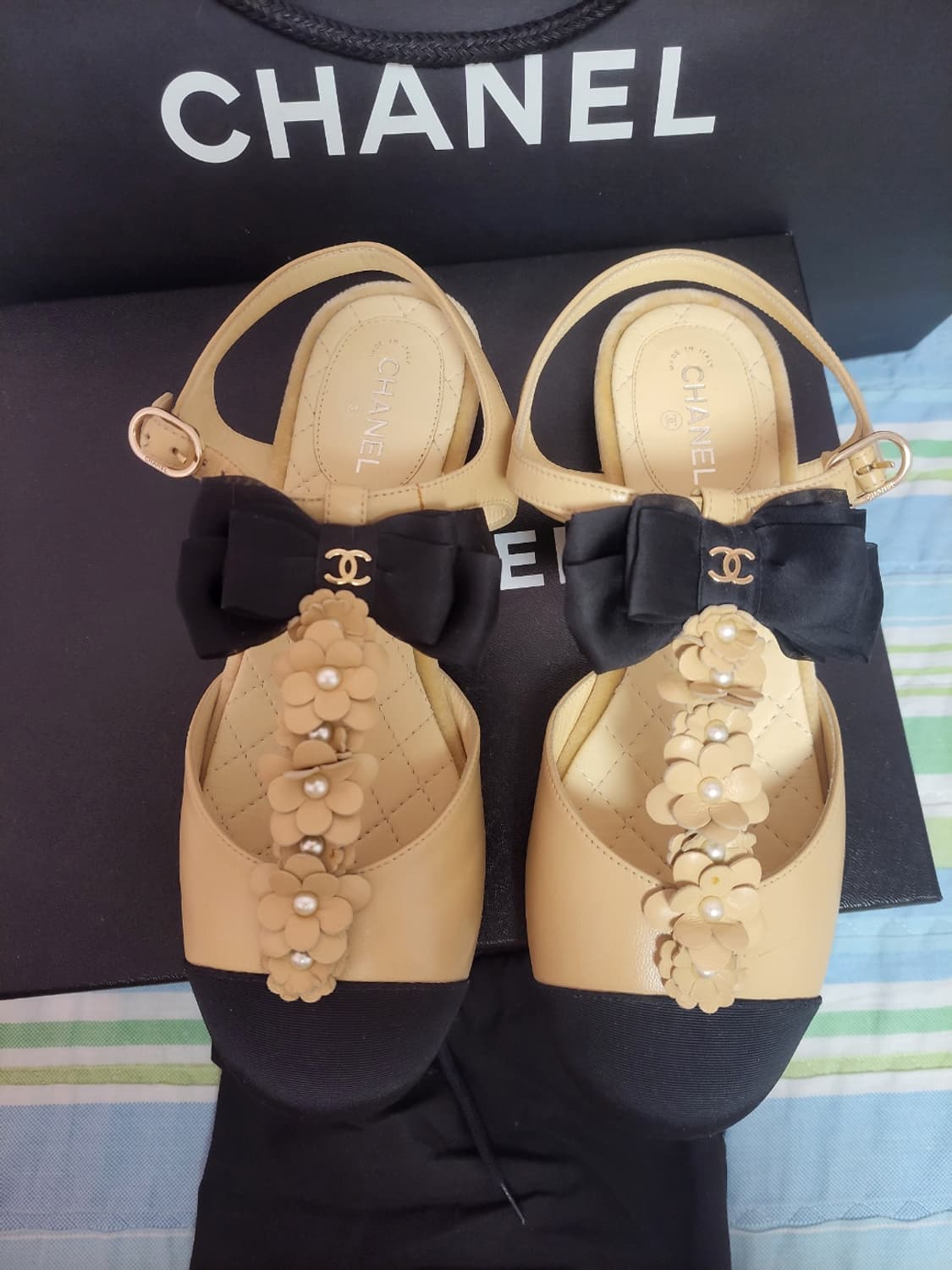 정품!급처새상품!샤넬 까멜리아 리본 메리제인발레리나플랫슈즈스트랩공주샌들 상품이미지2