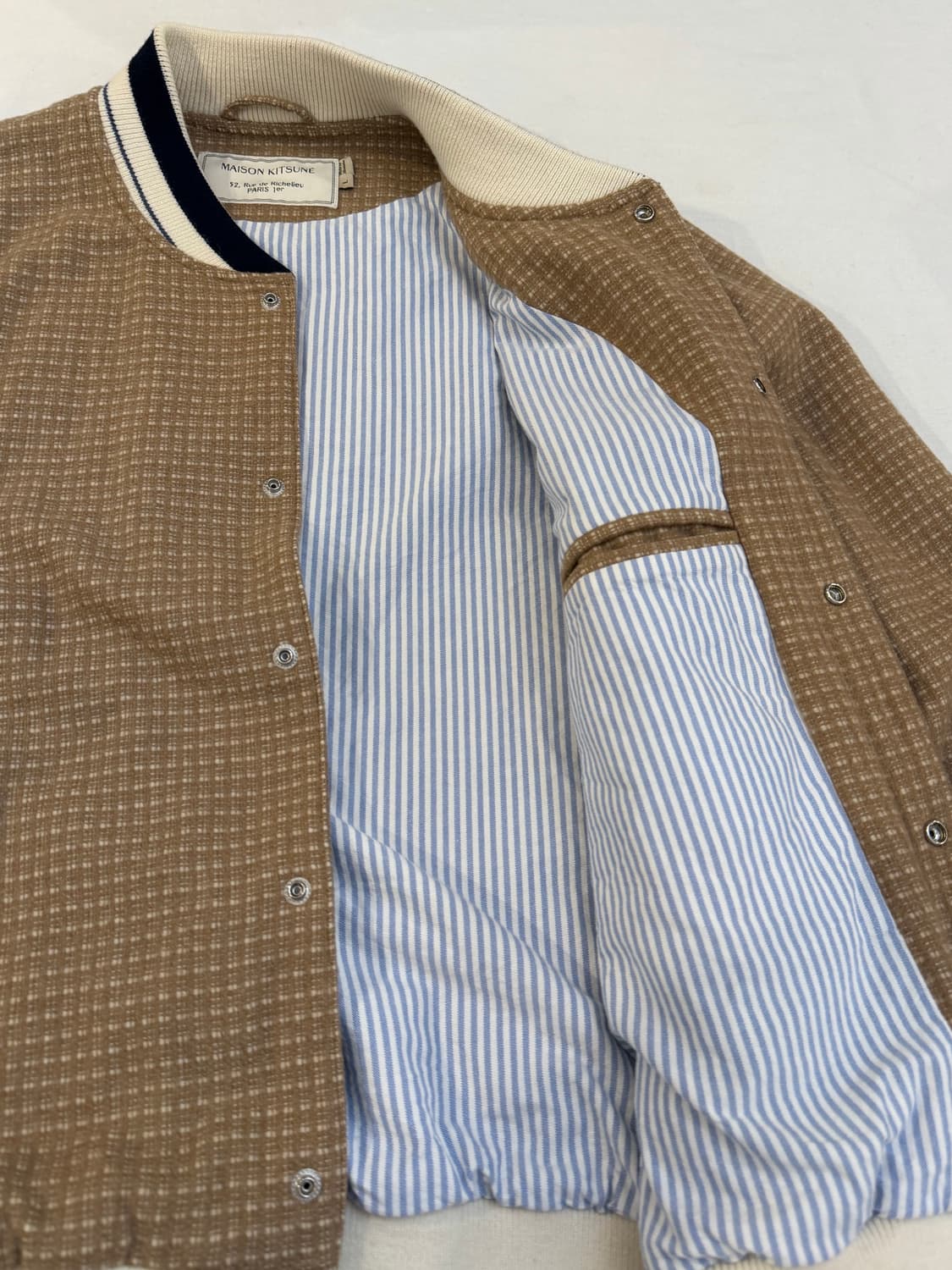 16FW 메종키츠네 울 바시티 테디자켓 브라운 상품이미지6