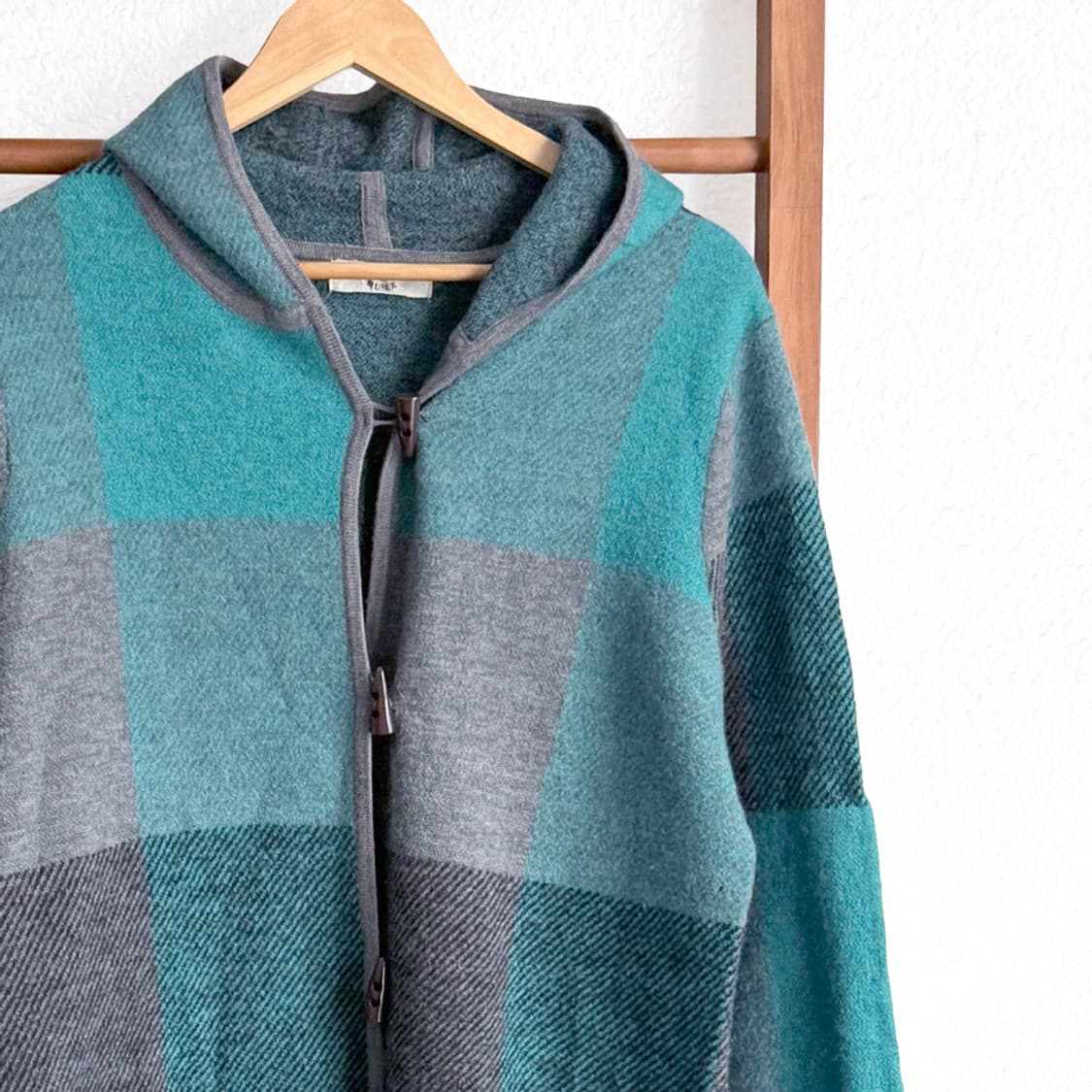 그린포그 체크 후드 코트 상품이미지2