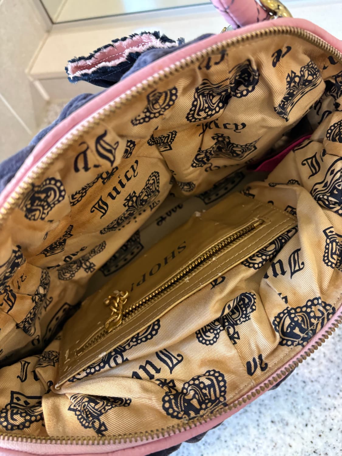 쥬시꾸뛰르 벨로아 벨벳 호보백 (착샷O) 핑크갸루..🌹 상품이미지4