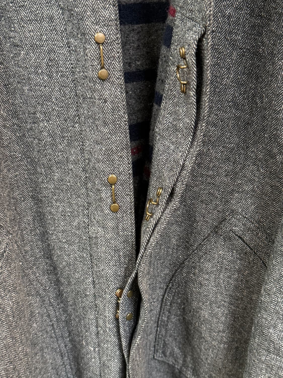 Lee x Nano Universe 블랭킷 모직 헤링본 코트 S 상품이미지5