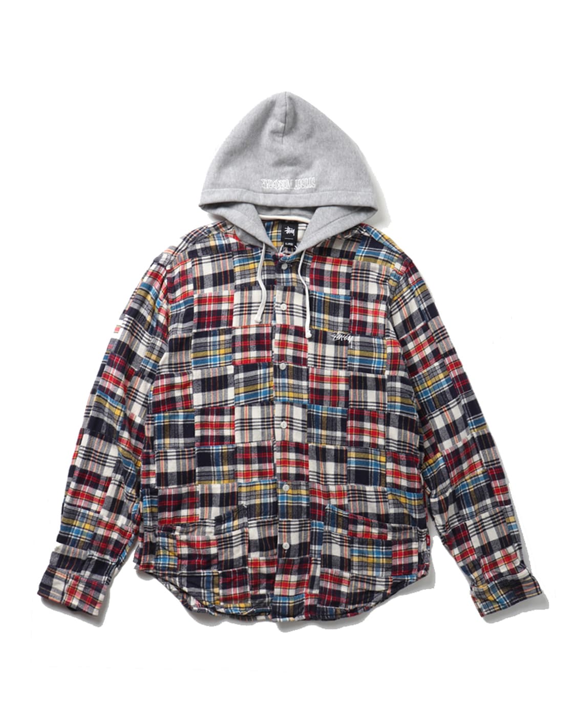 STUSSY Patchwork Check Hooded Shirt 상품이미지1