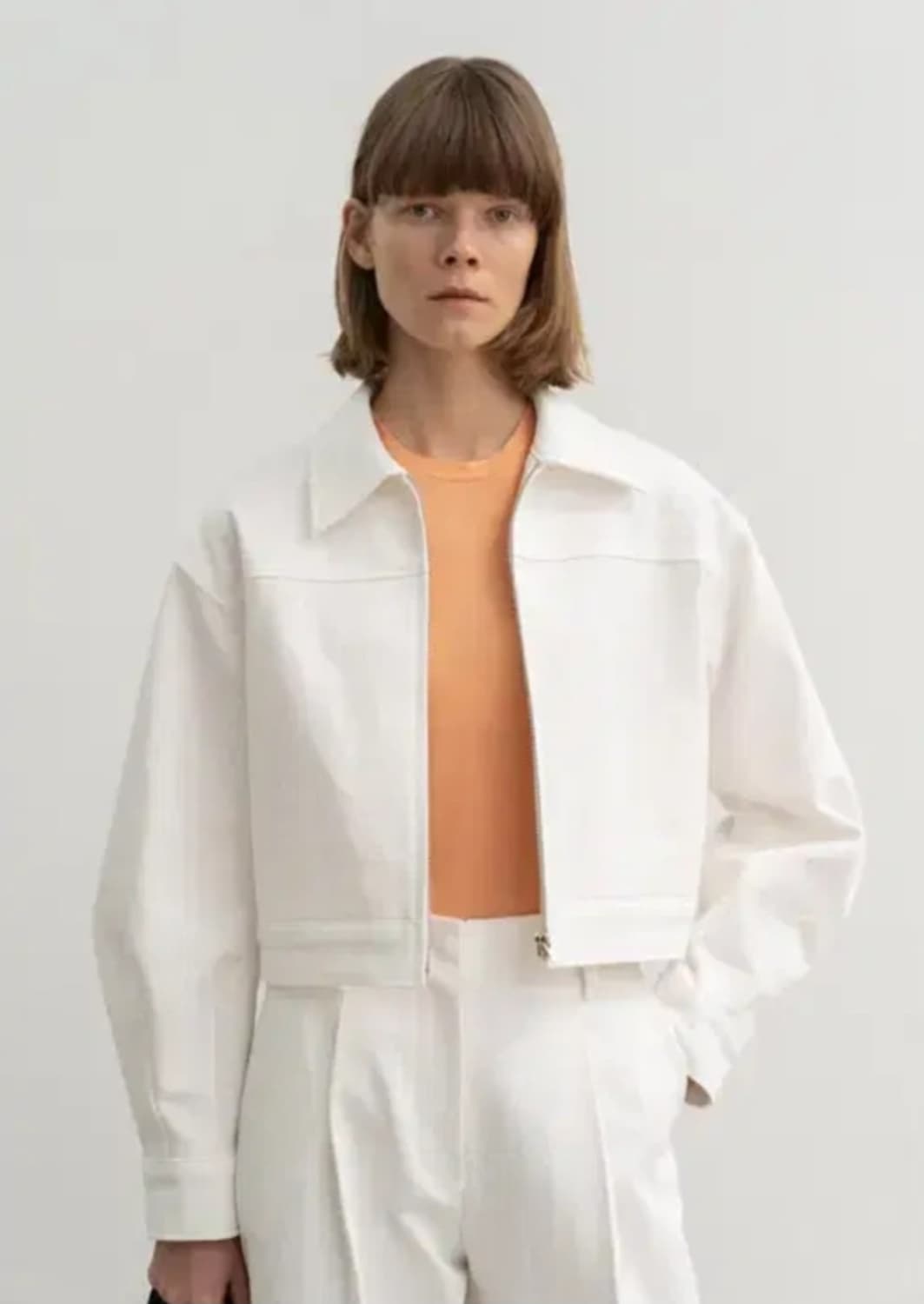 르(LE) 데님 크롭 자켓 화이트 상품이미지1