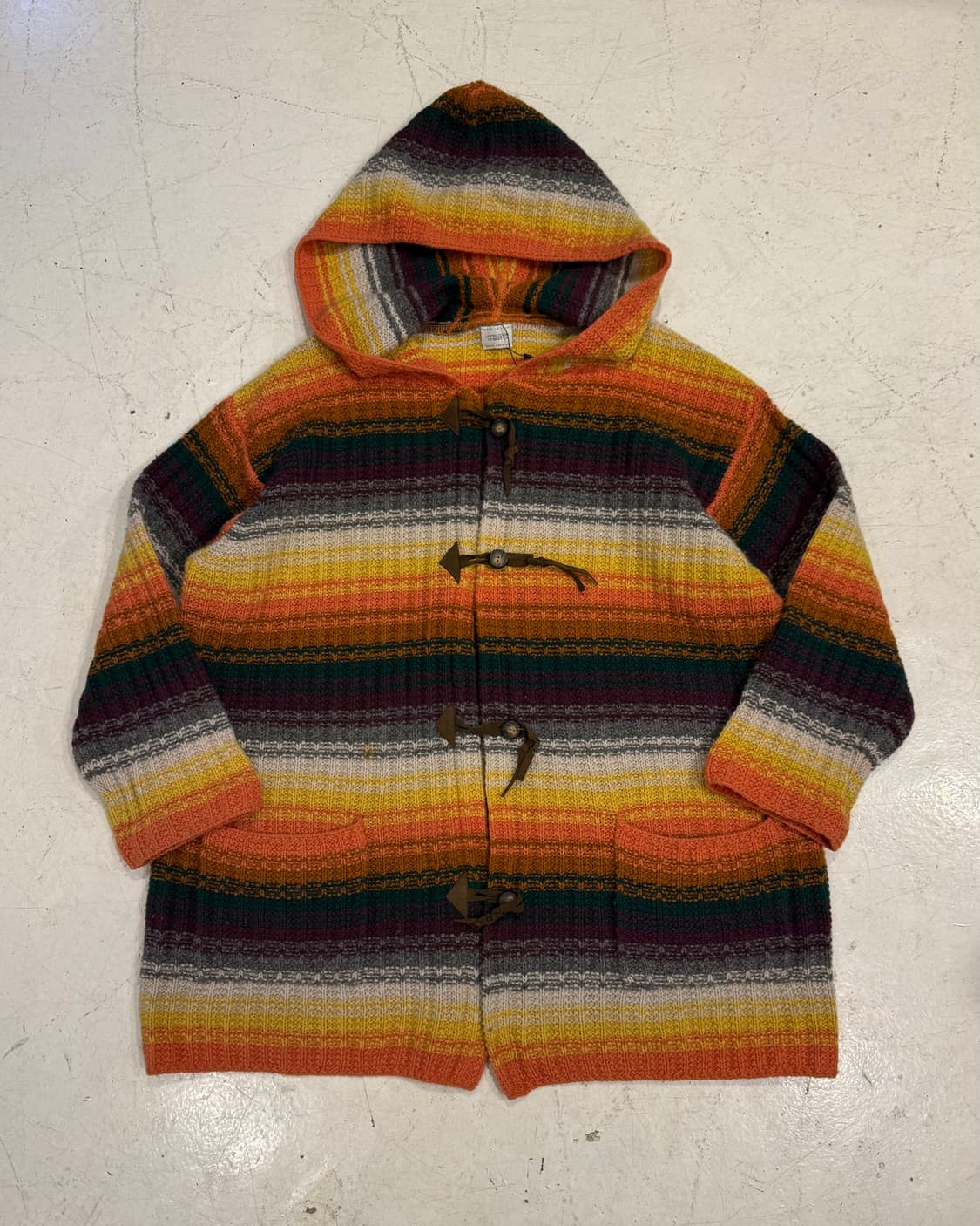 베네통 유나이티드 배색 니트 후드 롱 자켓 상품이미지1