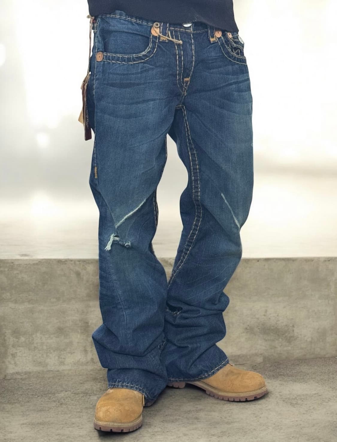 트루릴리전 월드투어 조이 슈퍼티 데미지 워싱 플레어 부츠컷 데님팬츠 상품이미지2