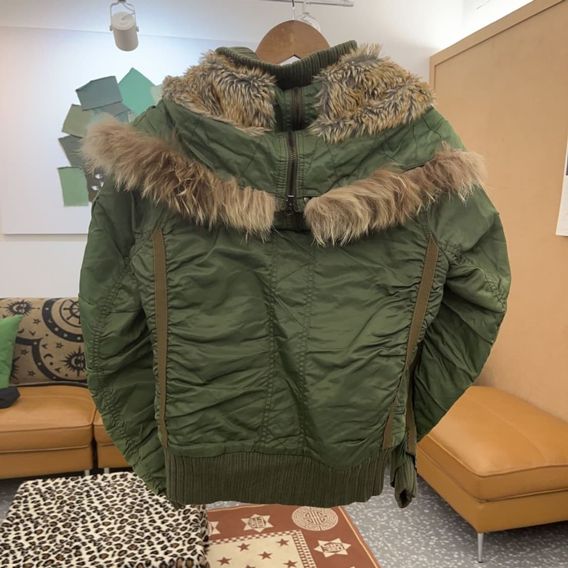 아비렉스 Y2K 레트로 갸루펑크 말차카키 패딩 자켓 M C09012 상품이미지4