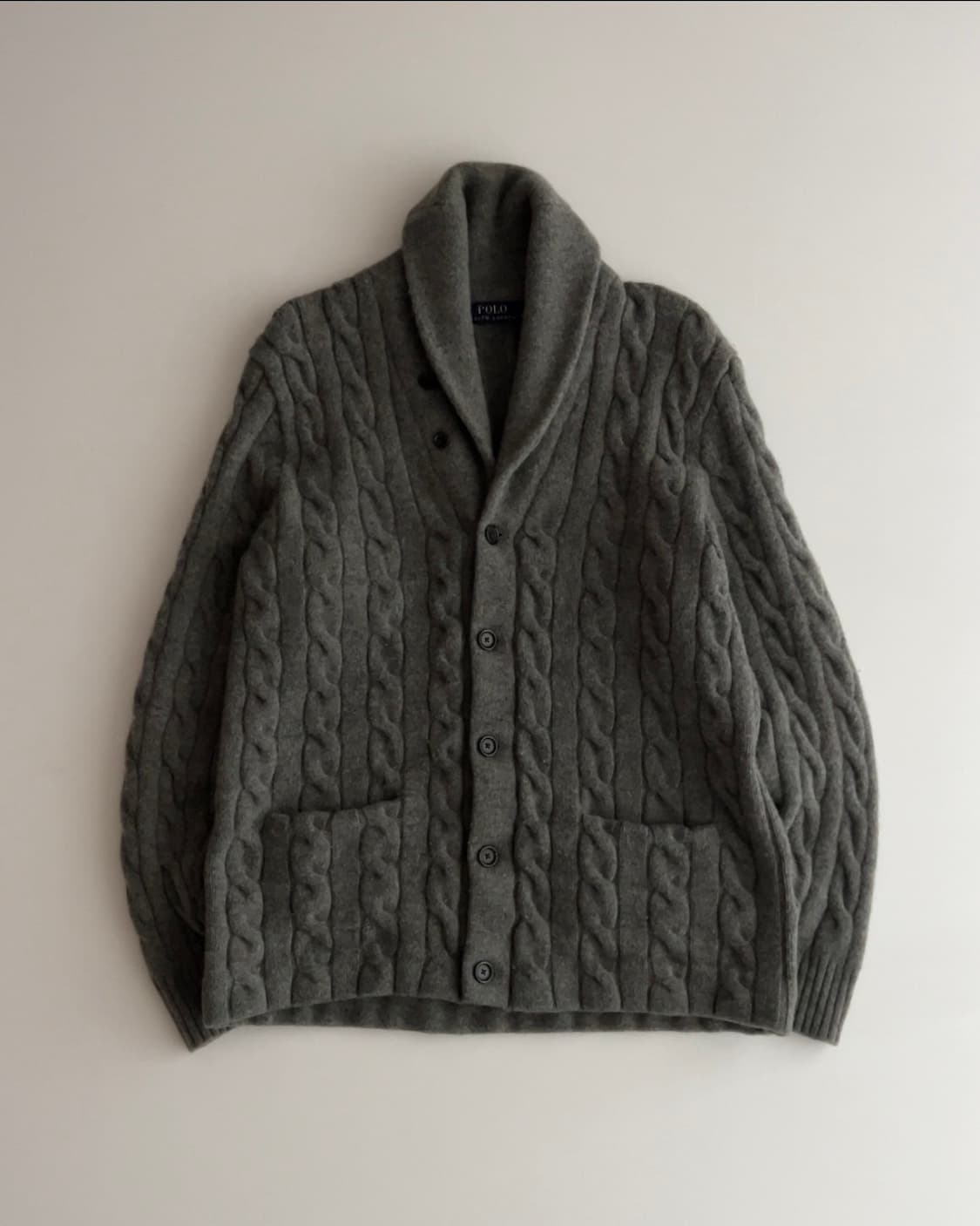 폴로 랄프로렌 꽈배기 숄카라 니트 가디건 L 상품이미지1