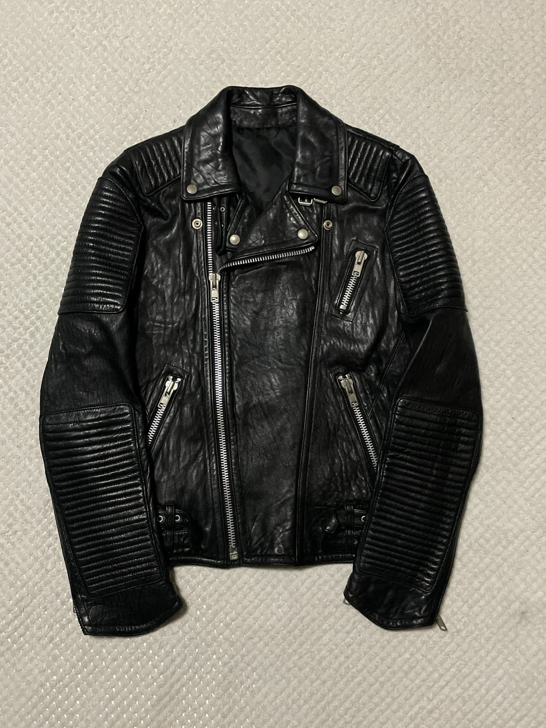 광희시장 웨스턴 무드 램스킨 양가죽 바이커 레더 자켓 상품이미지1