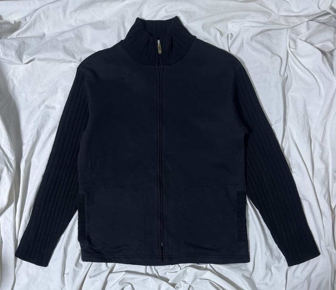 요지야마모토 ysaccs 리브 슬리브 스탠드넥 집업 니트 상품이미지1