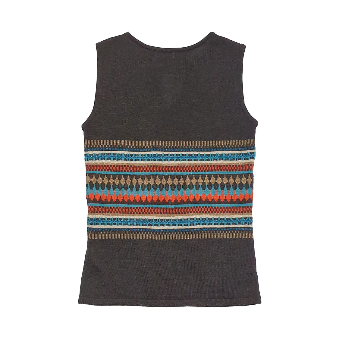 스트라이프 포인트 넥 리본 니트 슬리브리스 탑 상품이미지2