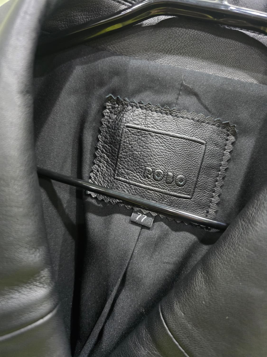 블랙 레더 더블 버튼 가죽 자켓 상품이미지4