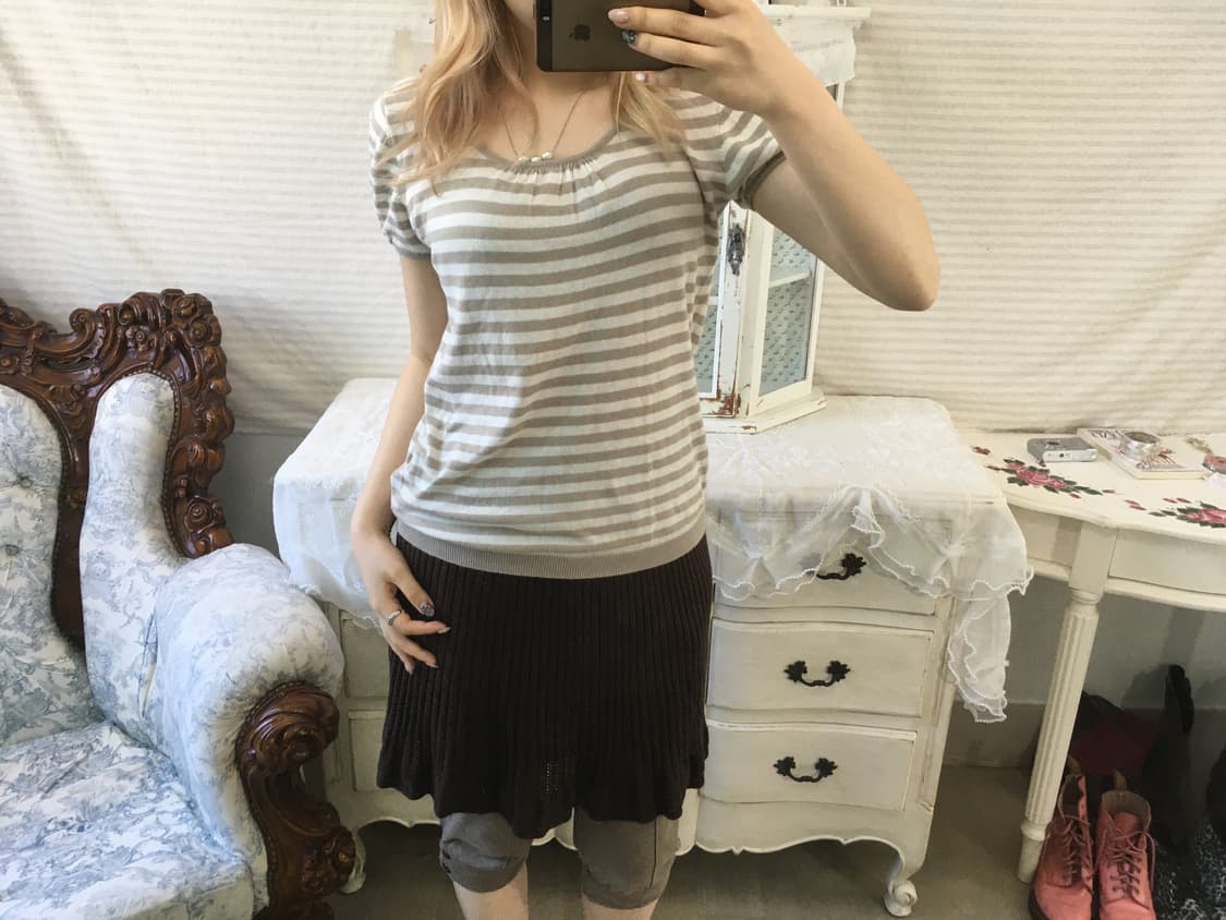 얼스뮤직 스트라이프 퍼프 니트 상품이미지2