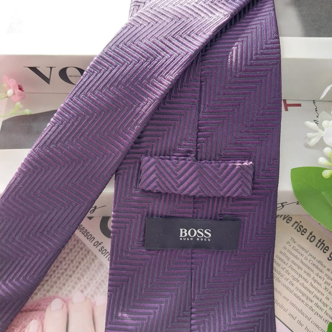 휴고 보스 실크 퍼플 헤링본 넥타이 8.4cm A+등급 K1883
 상품이미지5