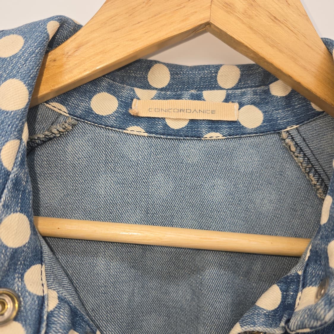 CONCORDANCE 데님 도트 롱 셔츠 블라우스 [B40369] 상품이미지2