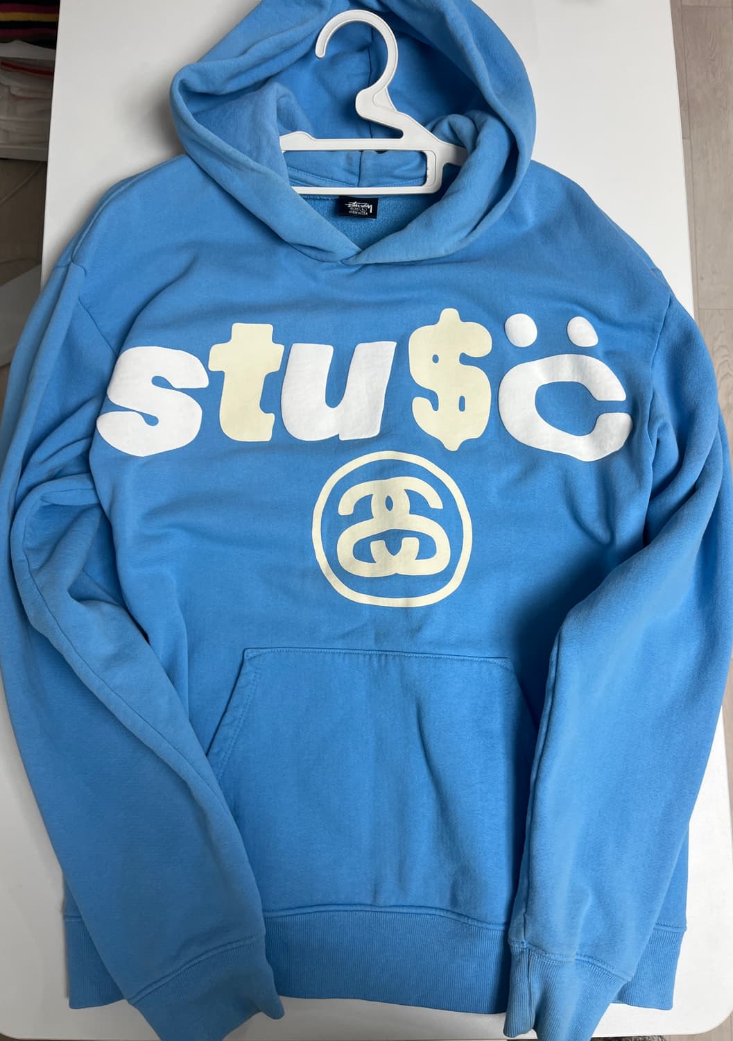 스투시 x CPFM 8볼 피그먼트 다이드 후드 블루 L사이즈 상품이미지3