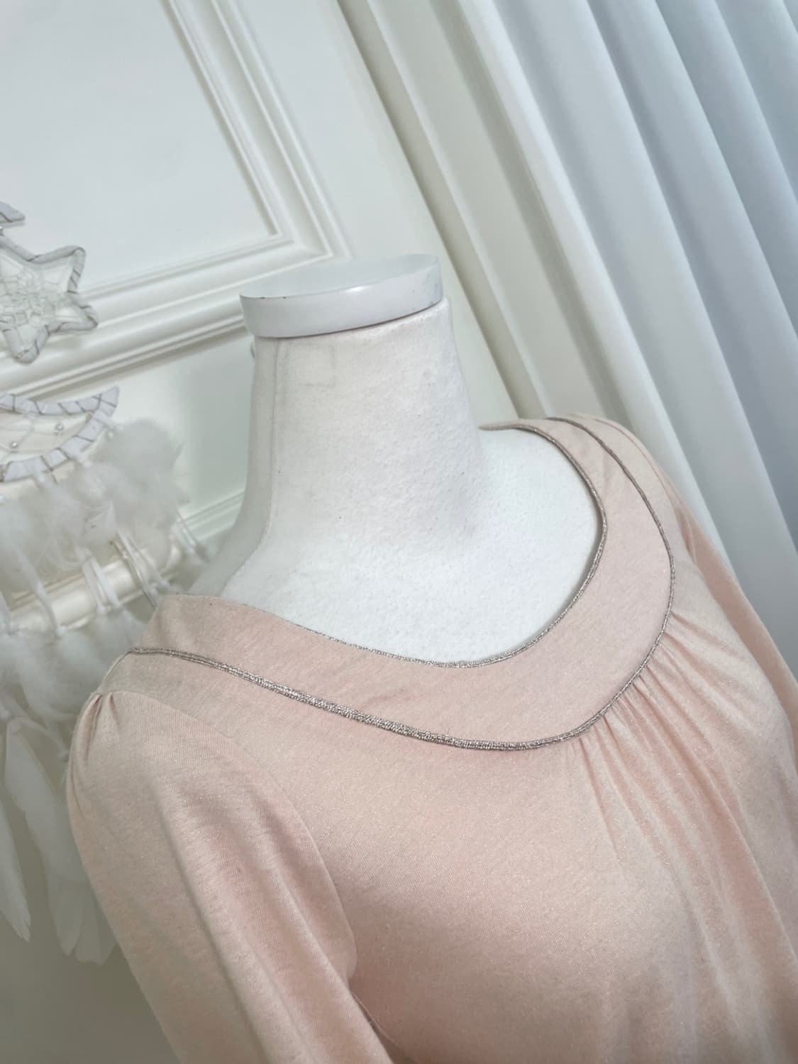 coralpink back bow shirring cotton top 상품이미지6